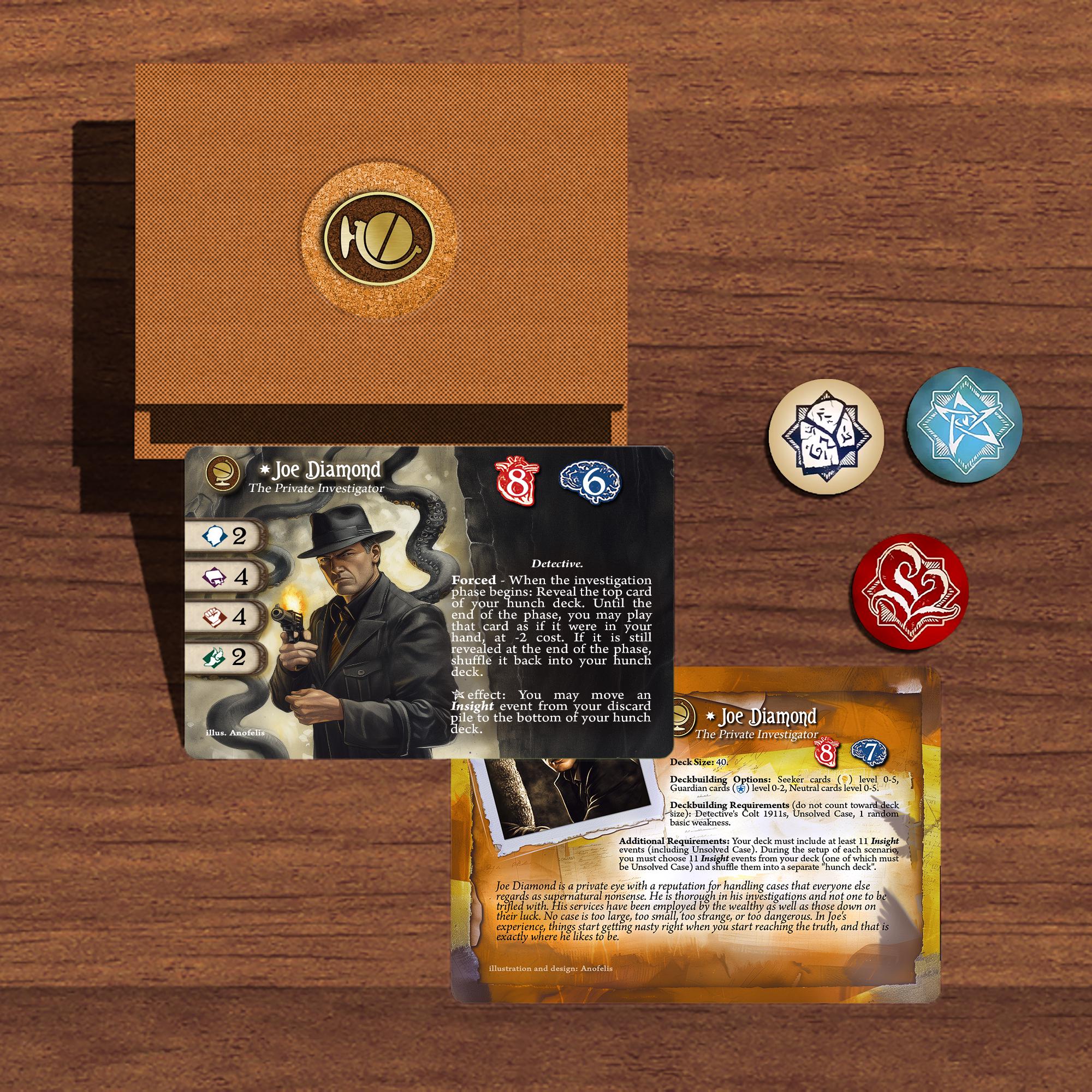 Joe Diamond (yellow Glitter Edge) - Compatible With Arkham Horror 