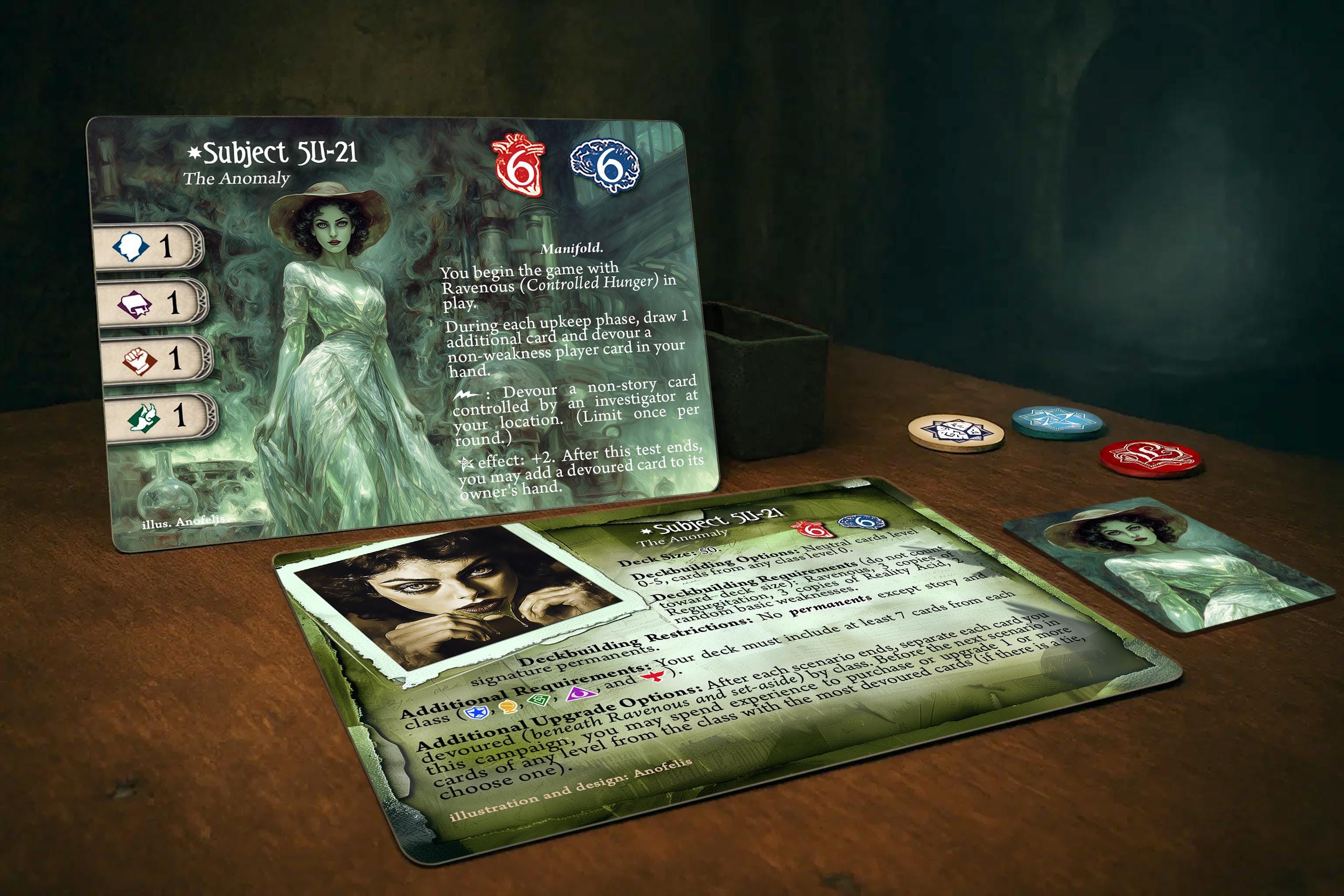Subject 5U-21 (Glitter Edge) - Compatible with Arkham Horror LCG - Custom -  Full-Art - Promo Style Investigator card