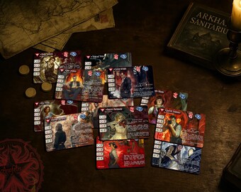 Survivor Full Serie (12x Karten - Glitzerkanten) - Kompatibel mit Arkham Horror LKG - Custom - Full-Art - Promo Style Ermittler Karte