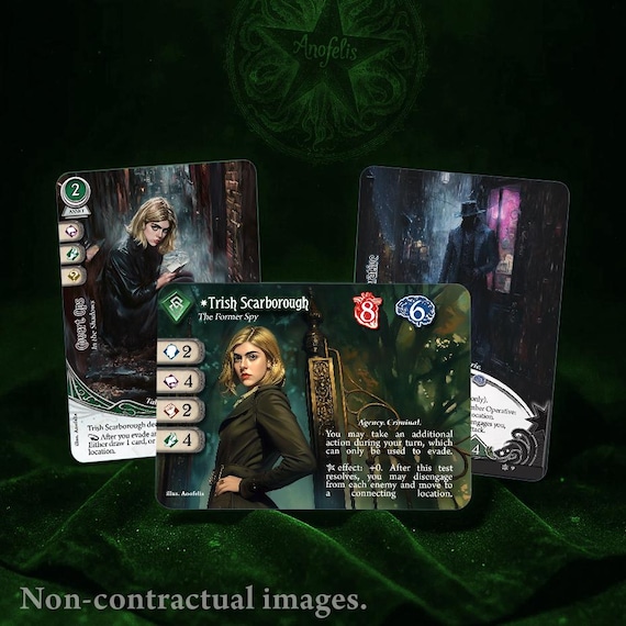 Trish Scarborough - Core Set 2026 (PRE-ORDER) - Compatible with Arkham Horror LCG - Custom - Full-Art - Promo Style Investigator card Trish Scarborough - Core Set 2026 (PRE-ORDER) - Compatible with Arkham Horror LCG - Custom - Full-Art - Promo Style Investigator card
