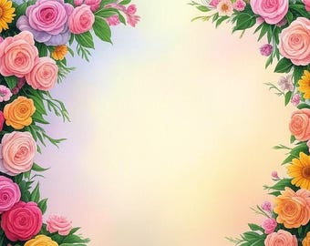 4 Digital Rose and Flower Frames With Fully Customizable Text and ...