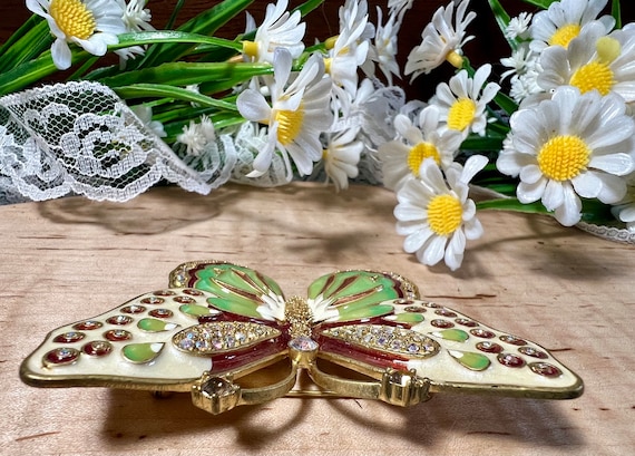 Vintage Kenneth Jay Lane Enamel and Rhinestone Bu… - image 5