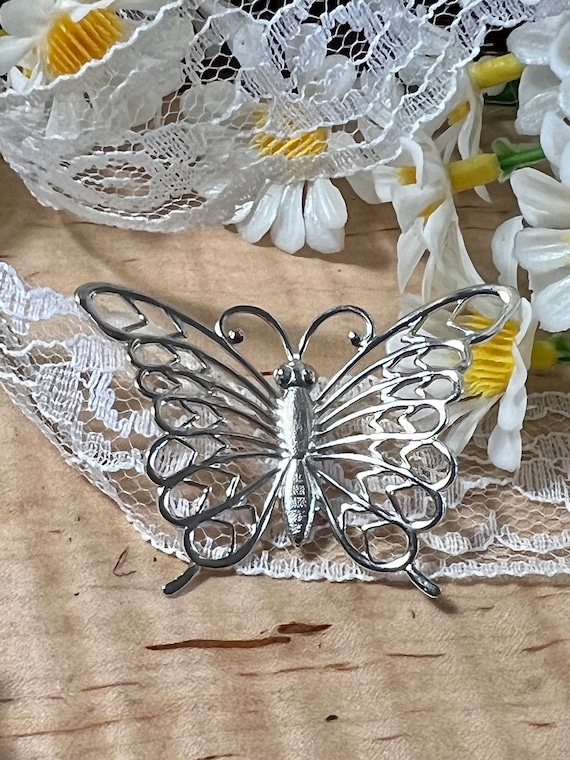 Vintage Beau Sterling Silver Butterfly Pin