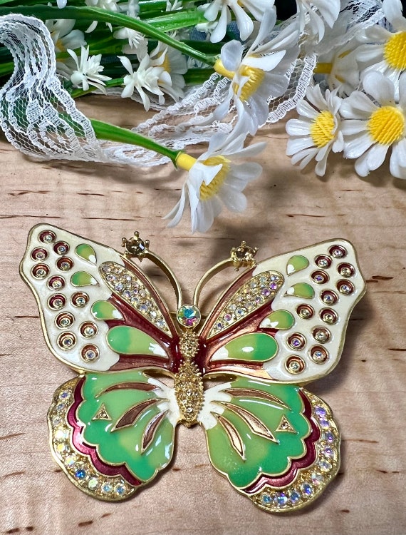 Vintage Kenneth Jay Lane Enamel and Rhinestone Bu… - image 6