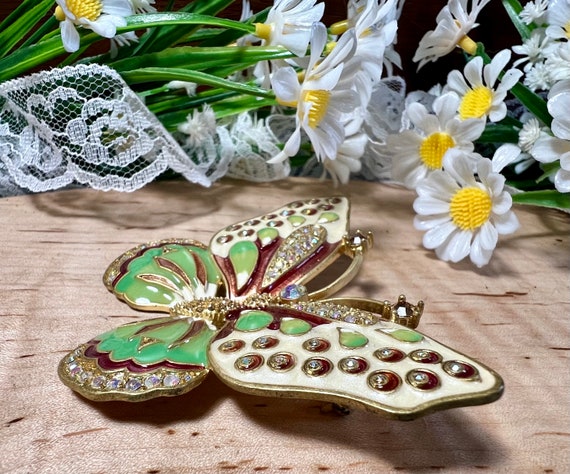 Vintage Kenneth Jay Lane Enamel and Rhinestone Bu… - image 4