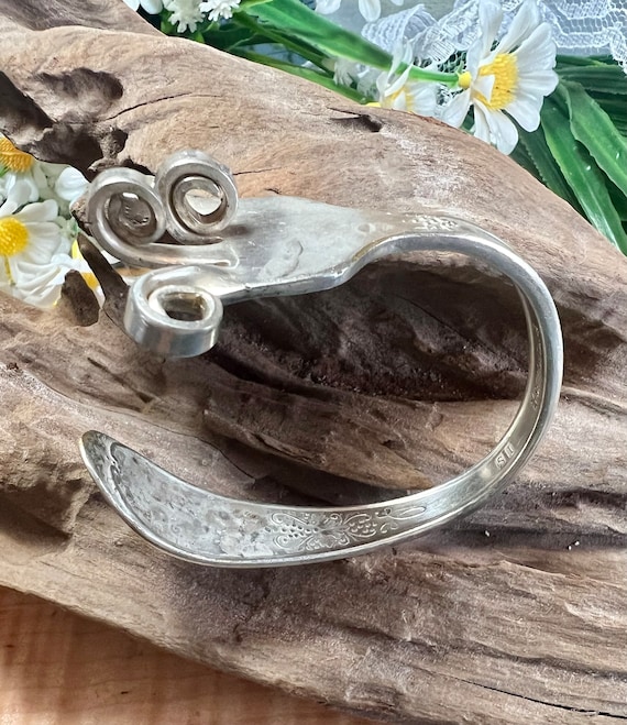 Vintage Hand Crafted Rogers International Silver Fork Cuff Bracelet