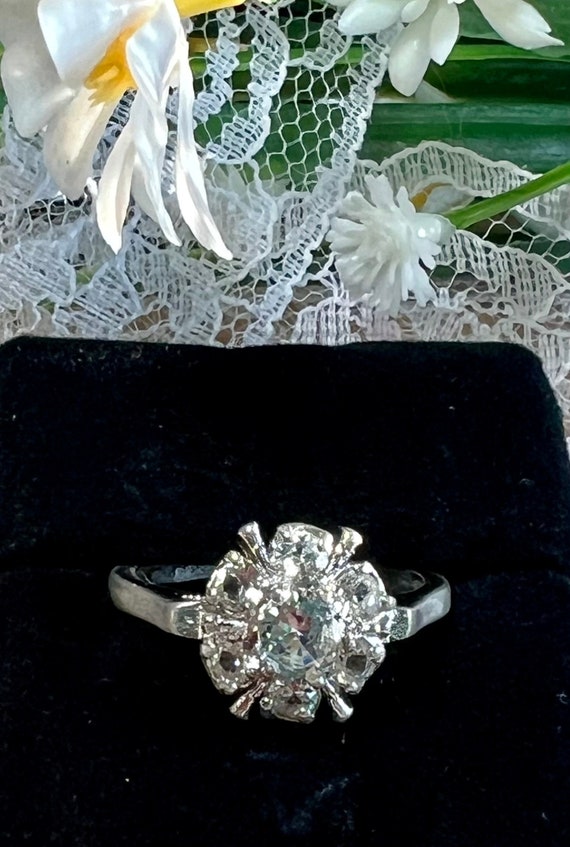 Vintage Uncas Sterling Silver Faux Diamond Flower 