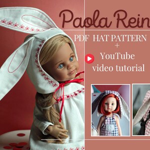 PDF Schnittmuster für Paola Reina Hase Hut 32 cm 13" Puppenkleidung Amigos 1/3 Berjuan