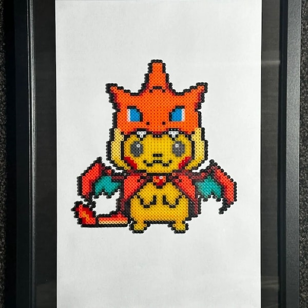 Broderie poncho Pikachu Charizard Hama