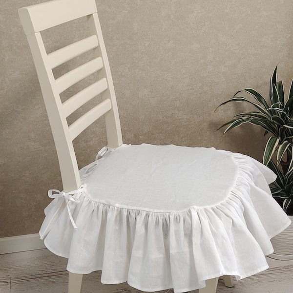 Linen Dining Chair Ruffle Cover - Etsy