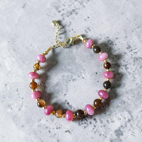 Strawberry crystal & agate bracelet