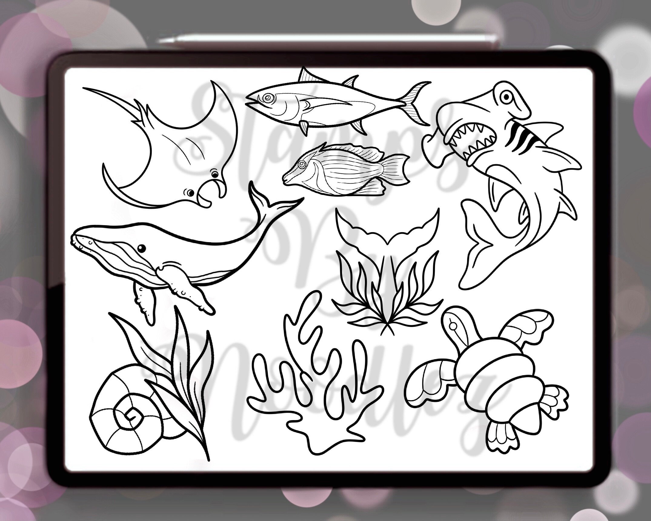 Under the Sea Ocean Stamps for Tattoo Artists 30 Procreate Brushes - Etsy