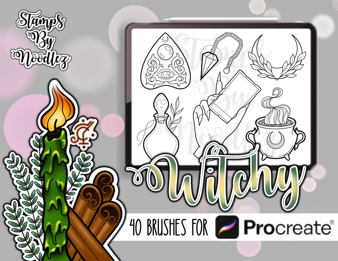 Witchy Stamps for Tattoo Artists 40 Procreate Brushes - Etsy