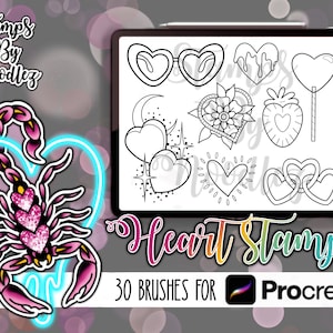 Herz Stempel für Tätowierer 30 Procreate Pinsel