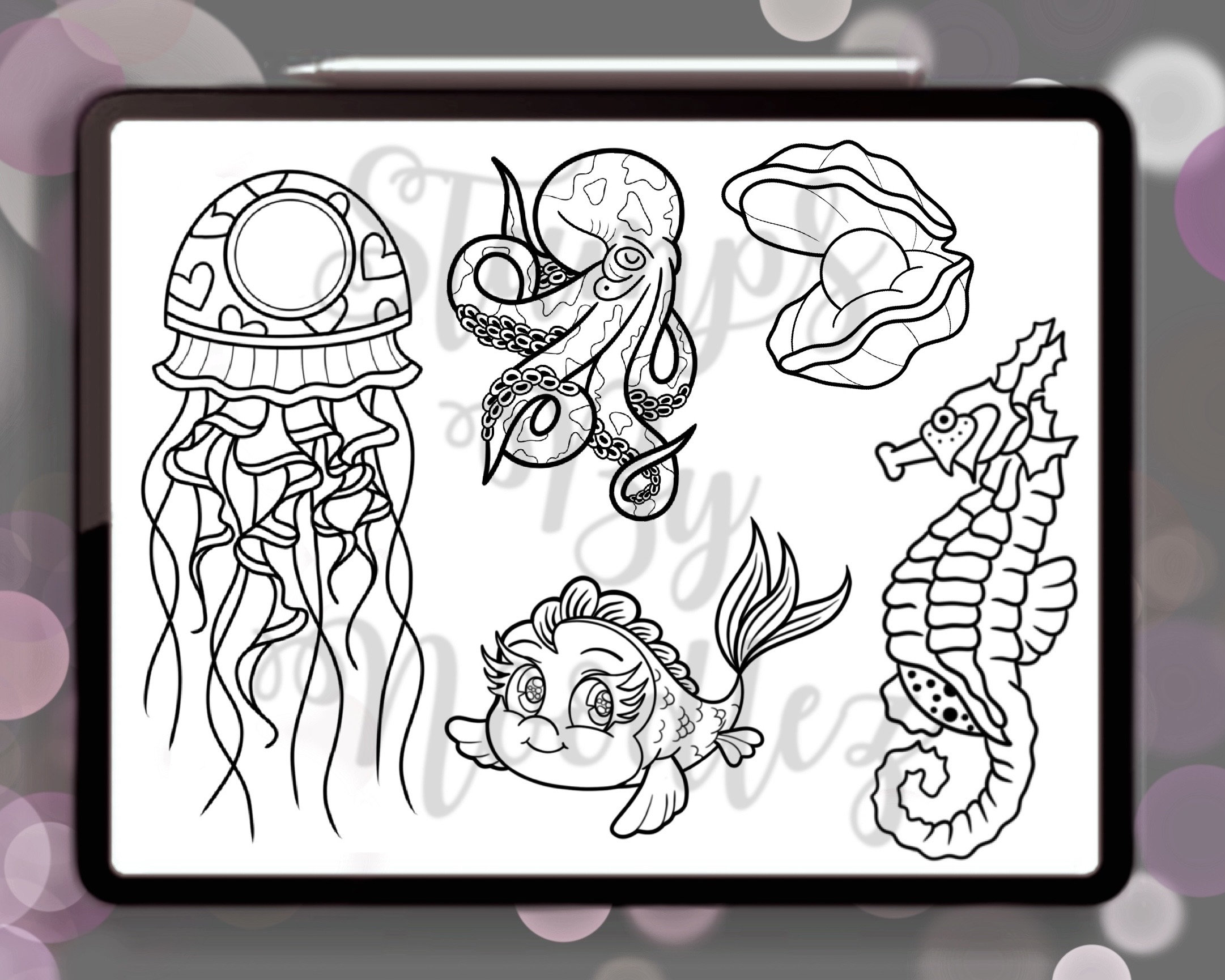 Under the Sea Ocean Stamps for Tattoo Artists 30 Procreate Brushes - Etsy