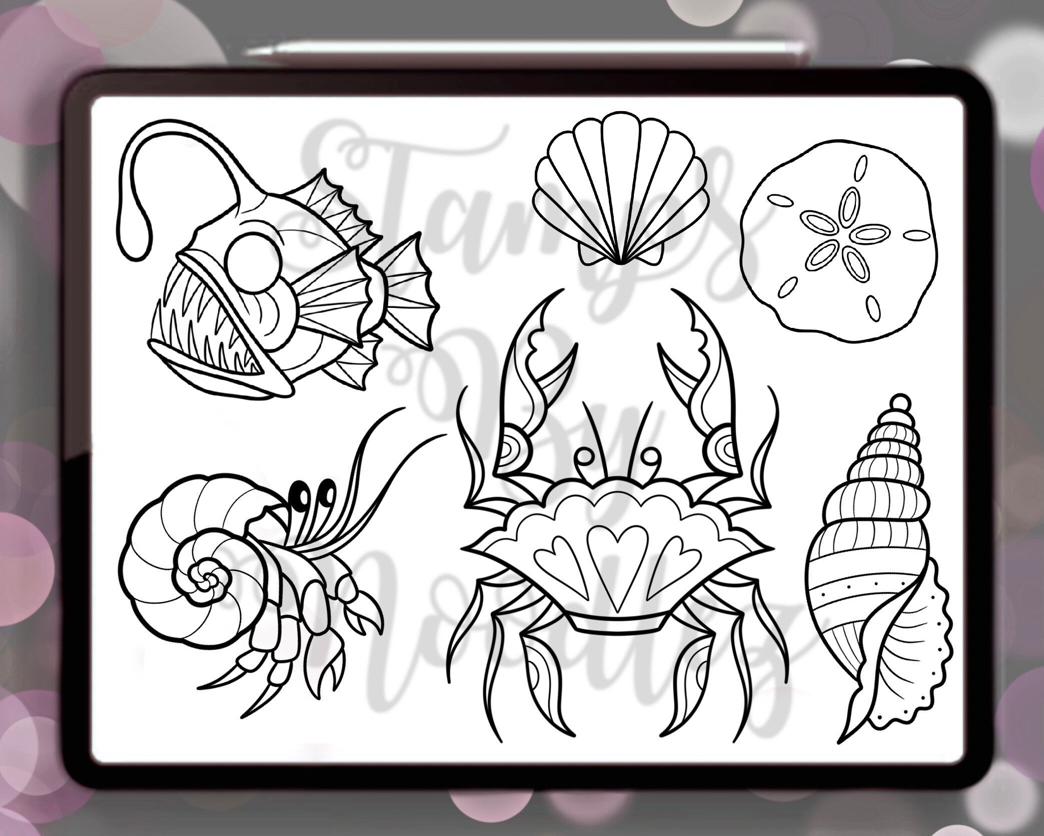 Under the Sea Ocean Stamps for Tattoo Artists 30 Procreate Brushes - Etsy