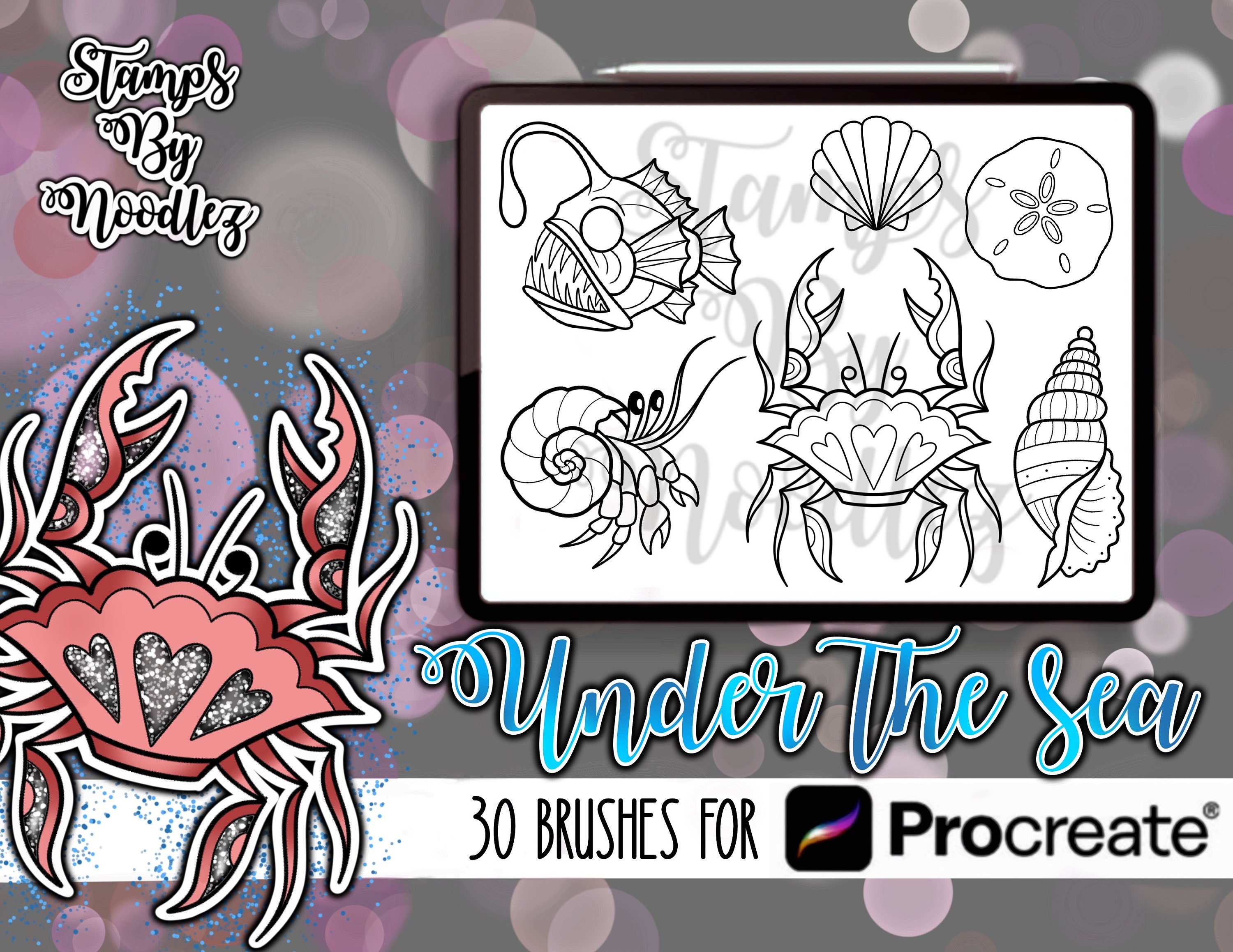 Under the Sea Ocean Stamps for Tattoo Artists 30 Procreate Brushes - Etsy