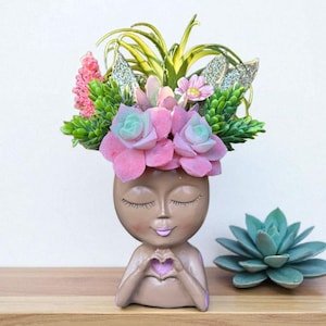 head planter, lady head planter, planter, face planter, indoor planter, outdoor planter