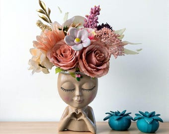 Pot De Fleur De Visage De Fille: Planteur Succulent Décoratif Pour