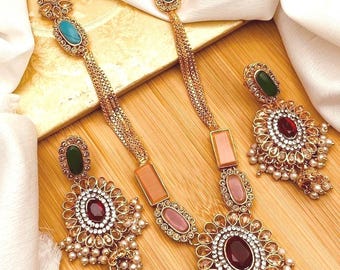 Egyptian Polki Rani Haar Mala Set: Indian Bridal Jewelry
