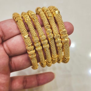 24k Gold Plated Bangles Set - MJBs Gold Look