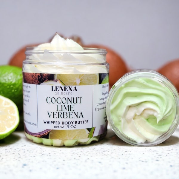 Coconut Lime Verbena Whipped Body Butter All Natural Vegan Skin Care Moisturizer Body Butter For Dry Skin