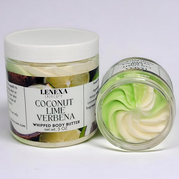 Coconut Lime Verbena Whipped Body Butter All Natural Vegan Skin Care Moisturizer Body Butter For Dry Skin