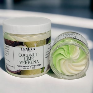 Coconut Lime Verbena Whipped Body Butter All Natural Vegan Skin Care Moisturizer Body Butter For Dry Skin