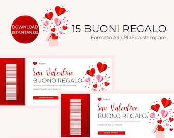 15 Couple Coupons, Valentine's Day Gift, love vouchers in Italian to print