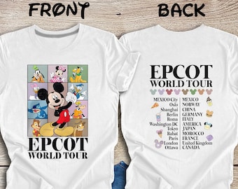 chemise vintage Disney Epcot World Tour, chemise voyageur Drink Around The World, t-shirt assorti pour la famille Disneyland, t-shirt voyage Disney World