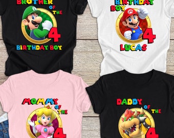 Camisetas familiares personalizadas de cumpleaños de Super Mario: camisetas de viaje a juego