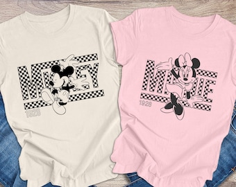 Vintage Mickey Shirt, Disney Minnie Shirt, Mickey 1928 Shirt, Checkered Mickey Minnie Shirt, Checkered Disney Shirt, Retro Disney Shirt