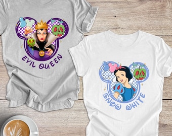 Chemise blanche neige, chemise blanche neige et les sept nains, chemise assortie famille Disney, chemise groupe Disney, chemise anniversaire Disney, chemise 7 nains