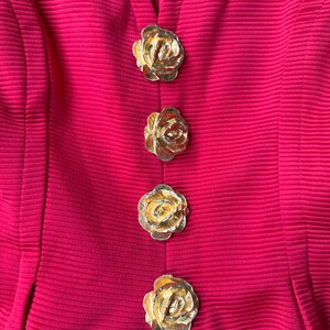 Vintage Riff’s custom hand made red rosette button dress, size small / coastal cowgirl / western rock / vintage dresses / 80s style image 2