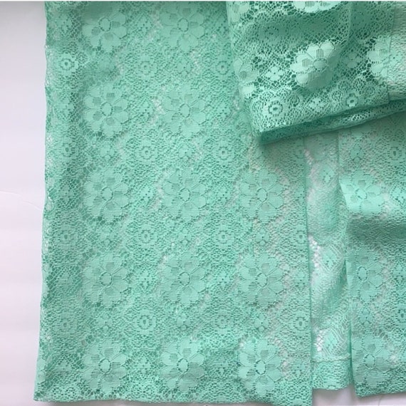 Vintage 60s Sears Fashions mint green open lace c… - image 6