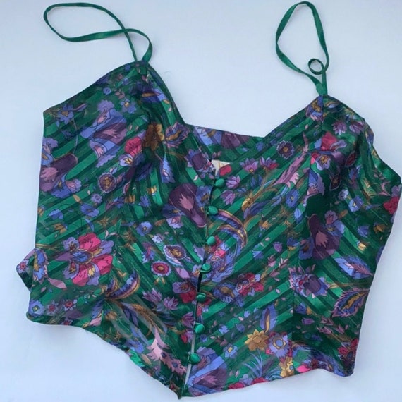 Vintage 1980s gold label Victoria’s Secret green … - image 1