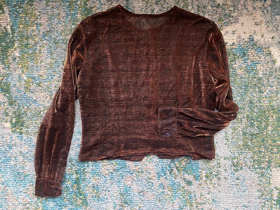 Vintage sheer shimmer sheer bronze button down lo… - image 6