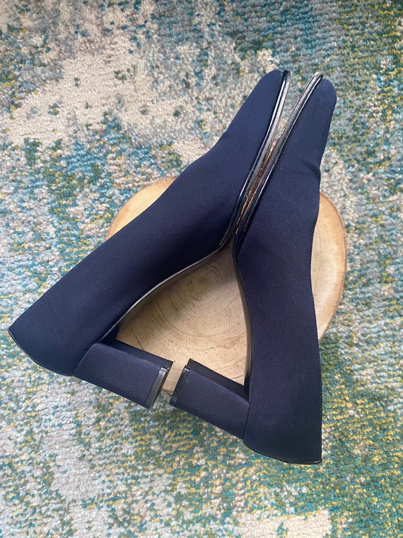 Vintage 90s Stuart Weitzman navy blue block heel … - image 5