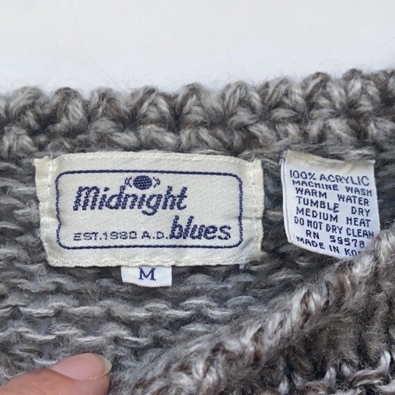 Vintage 80s Midnight Blues gray open woven knit s… - image 3