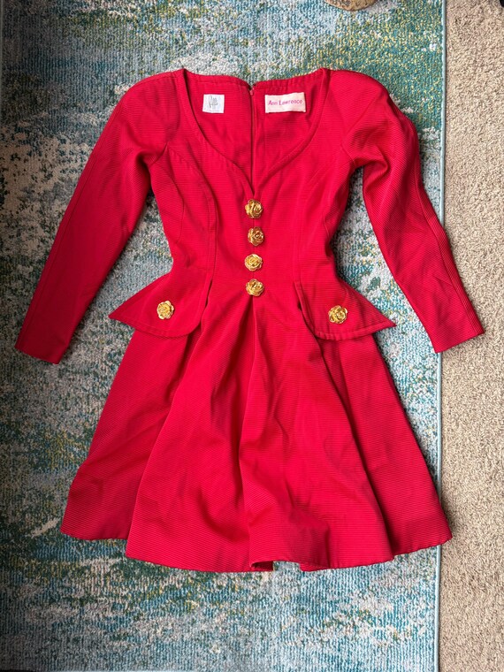 Vintage Riff’s custom hand made red rosette button dress, size small / coastal cowgirl / western rock / vintage dresses / 80s style