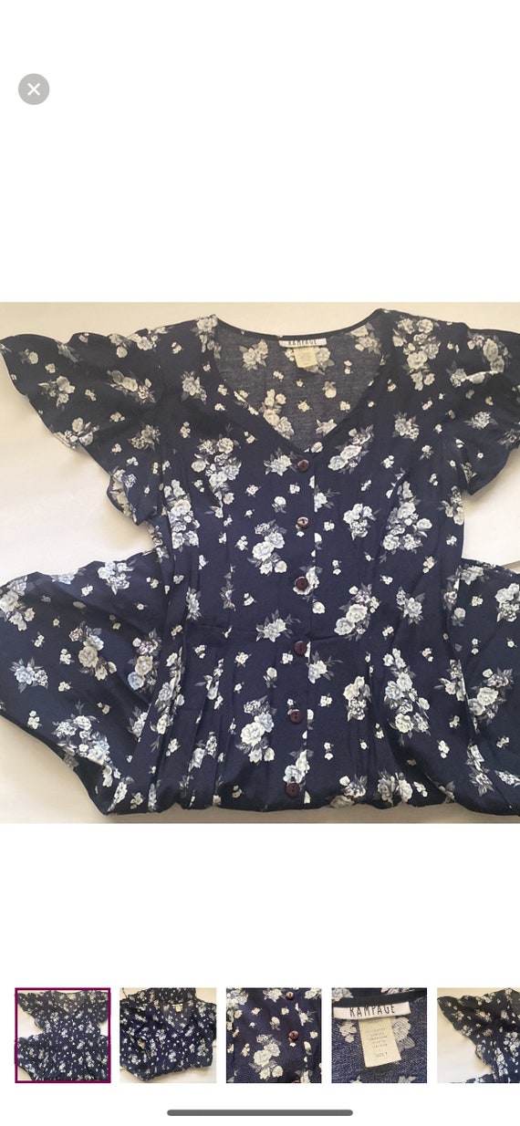 Vintage 90s Rampage navy blue floral button down l