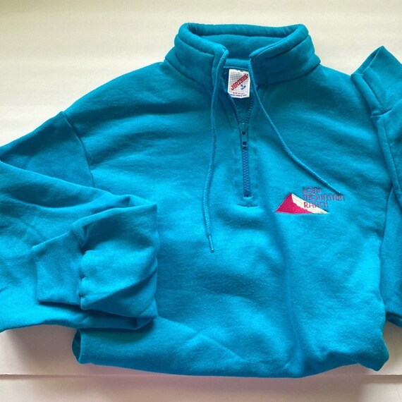 Vintage 90s Jerzees Funnel Neck Quarter Zip Lone Mountain Ranch 
