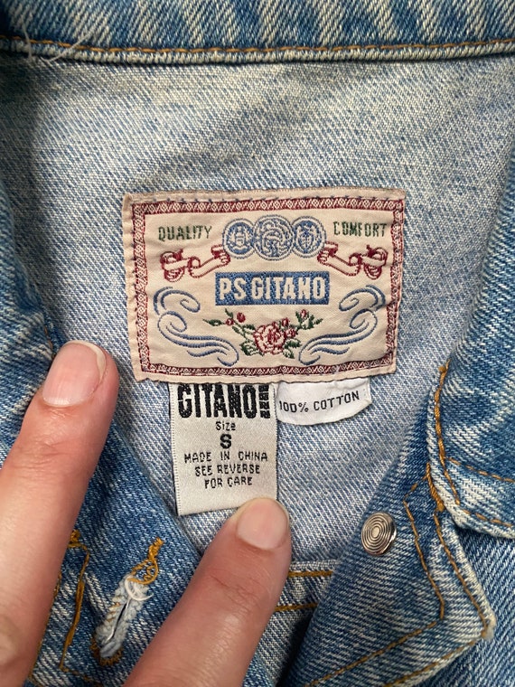 Vintage 1990s PS Gitano denim jean vest, size sma… - image 10