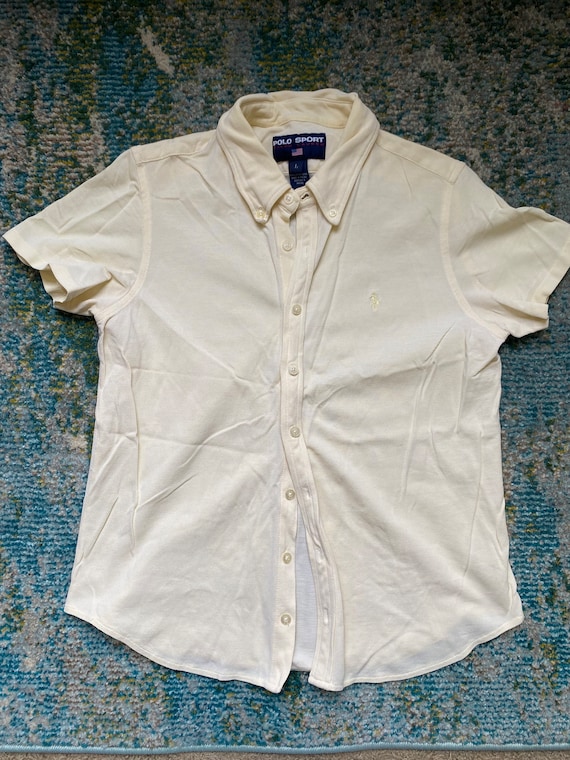 Vintage 90s Y2K Polo Sport Ralph Lauren Pale Yellow Button Down 