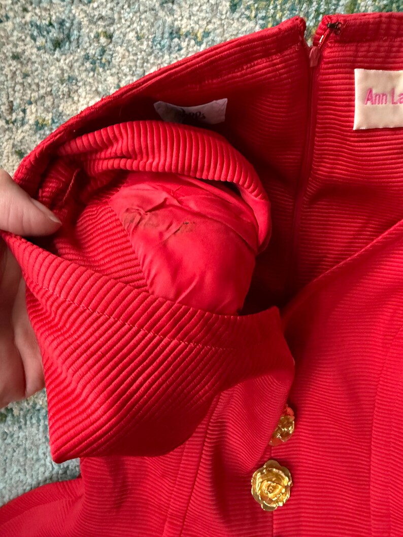 Vintage Riff’s custom hand made red rosette button dress, size small / coastal cowgirl / western rock / vintage dresses / 80s style image 4