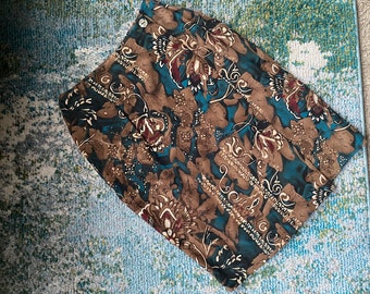 Vintage 90s dead stock Dana Buchman designer floral brown silk wrap pencil skirt, size 6 petite