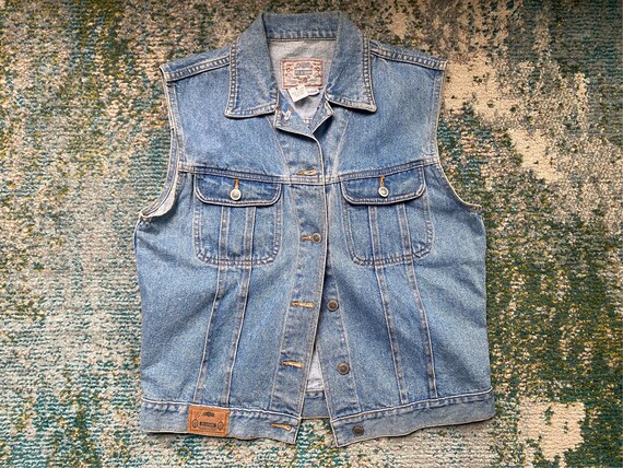 Vintage 1990s PS Gitano denim jean vest, size sma… - image 1