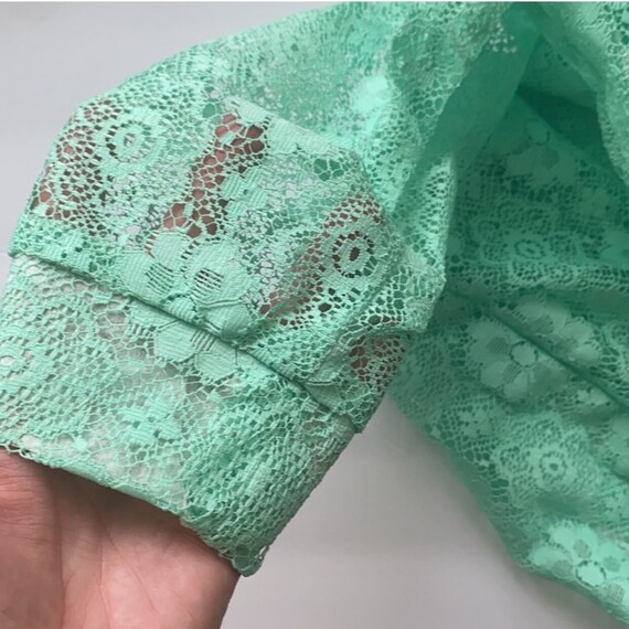 Vintage 60s Sears Fashions mint green open lace c… - image 5