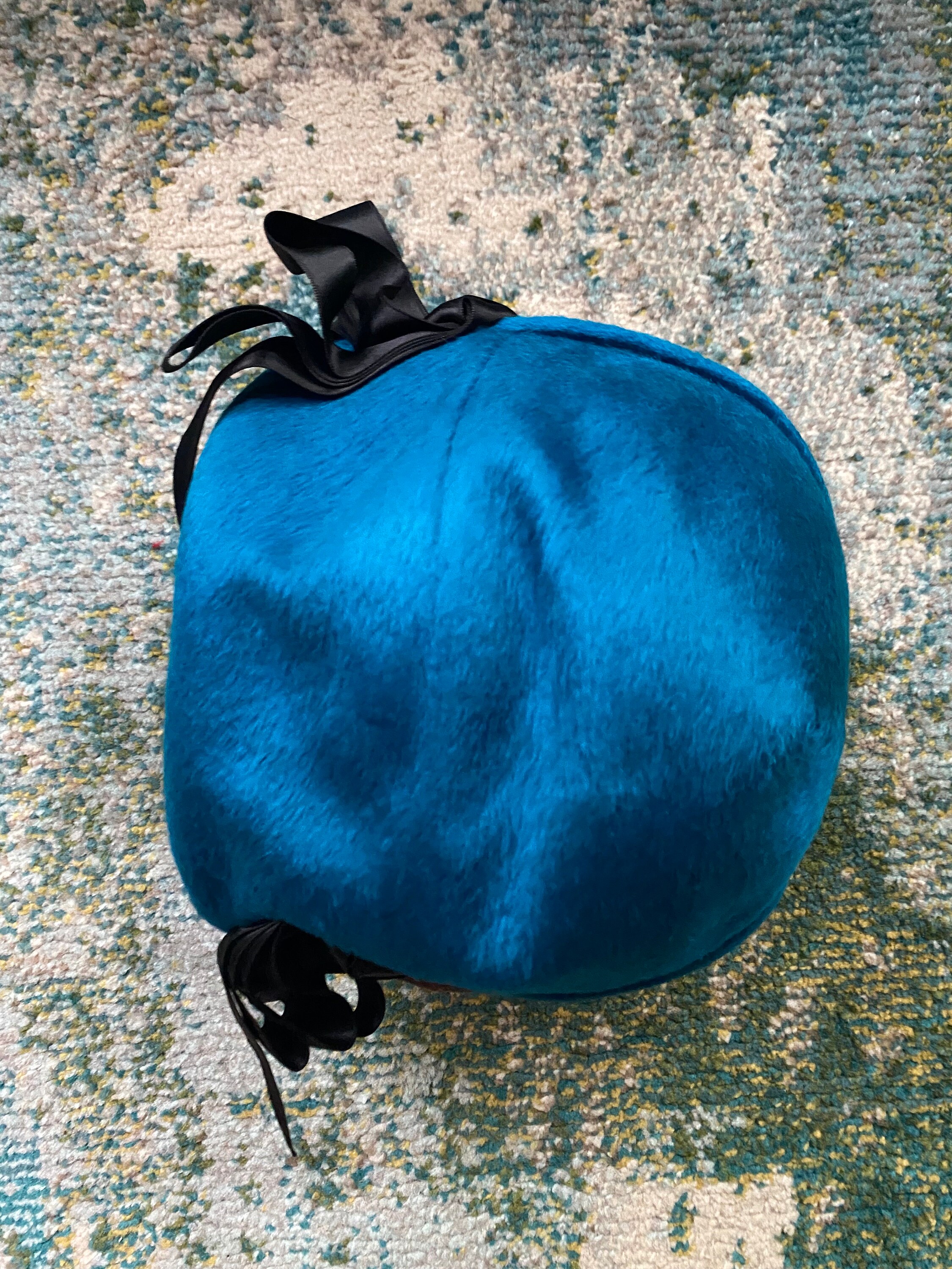 Rare Vintage 1950s Miss Dior Christian Dior brushed cloche hat with satin bows Vintage 50/60s Miss Dior by Christian Dior Brushed Cloche  main image 2