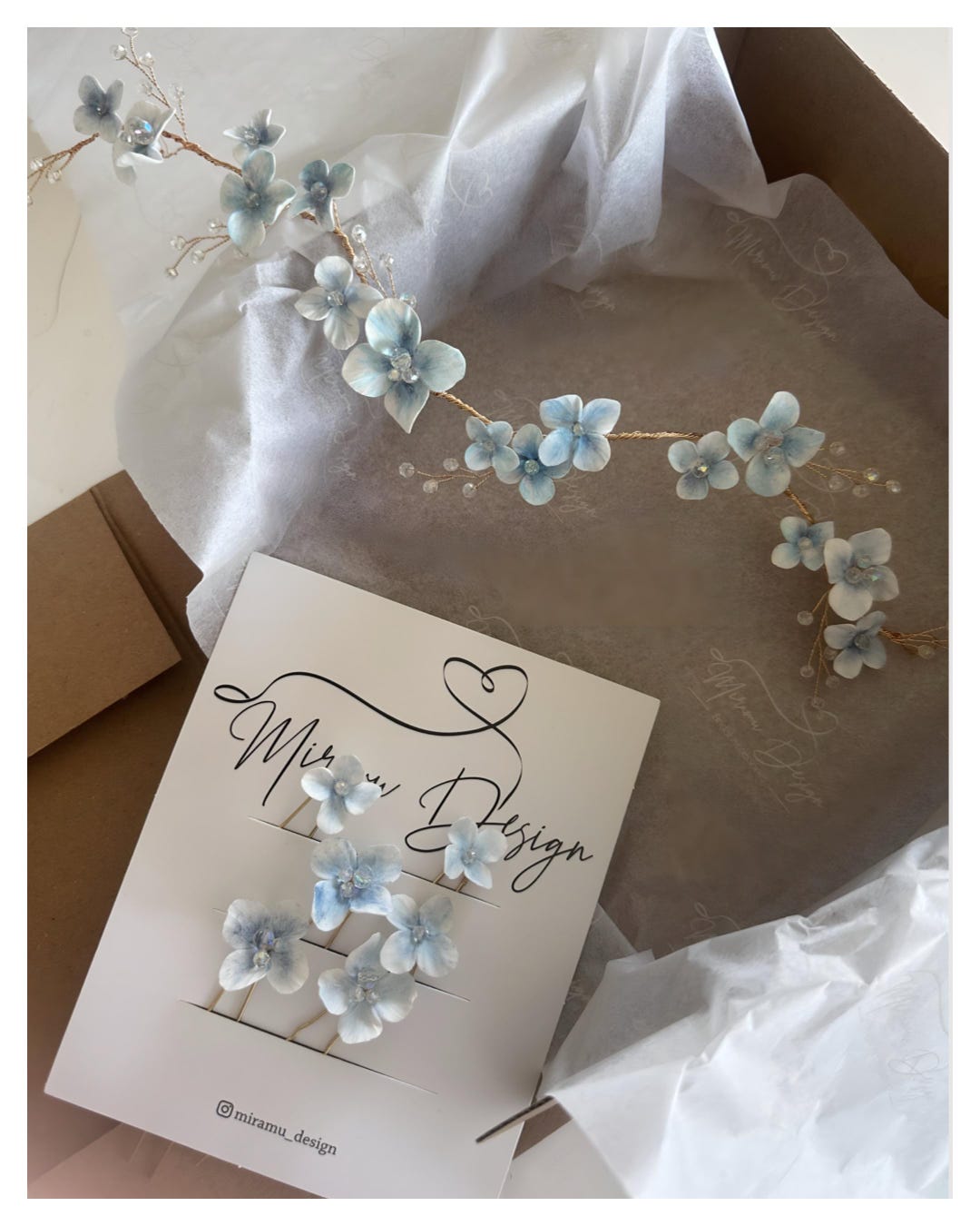 Something Blue Pin Blue Porcelain Flower Bridal Hairpiece & Pins –